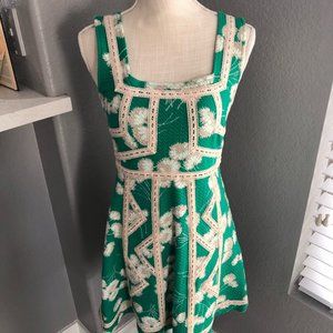 Anthropologie SZ 4 Green and Pink Floral Dress